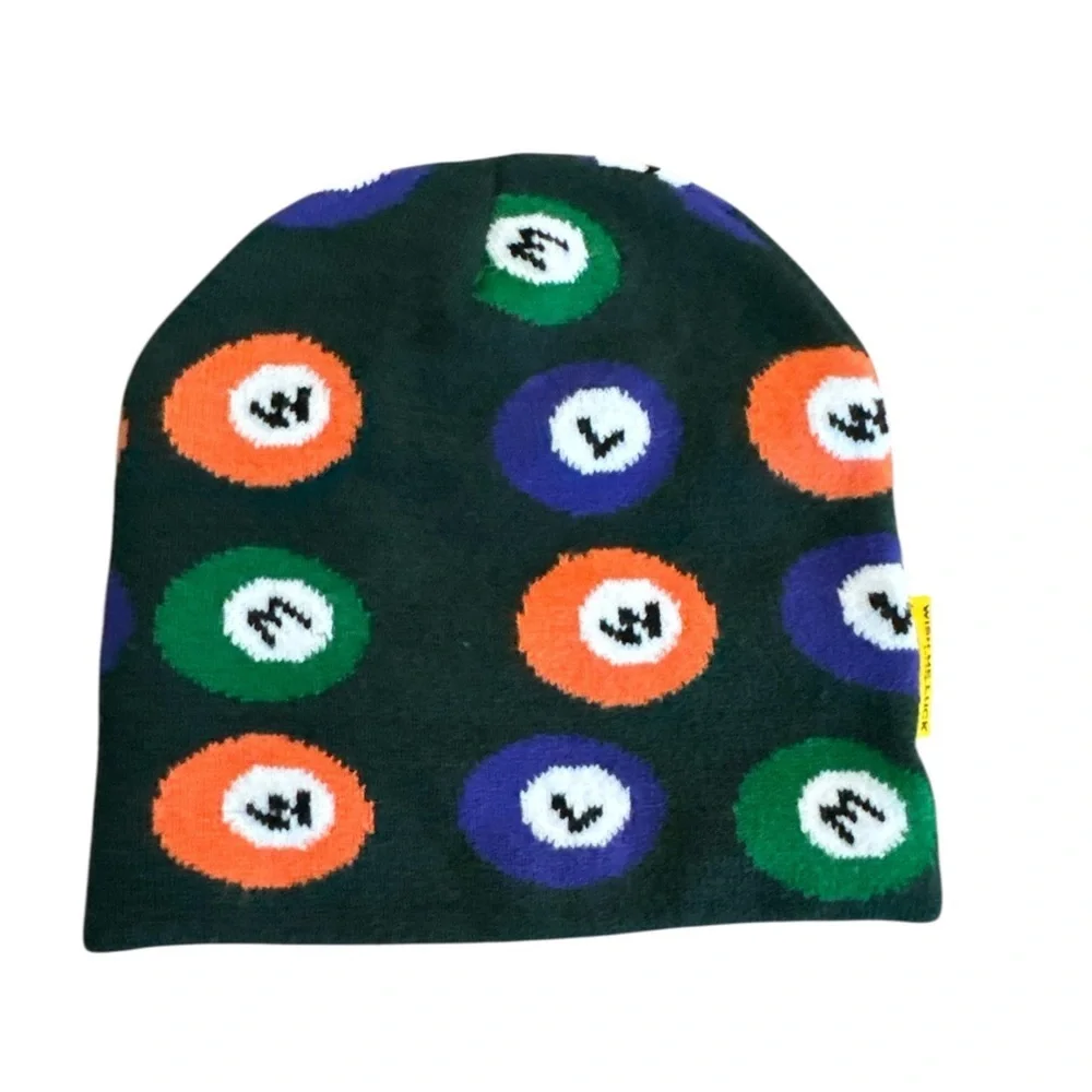 Urban Outfitters Wish Me Luck Billiard Pool Ball Knit Scarf and Beanie Set New
